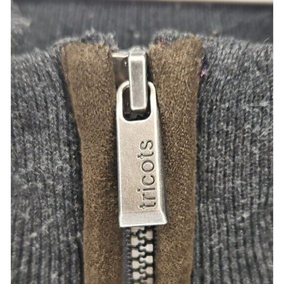 Tricots St Raphael Gray 1/4 Zip Pullover Sweater Mens Size L Large Stretch Fall - Picture 3 of 4